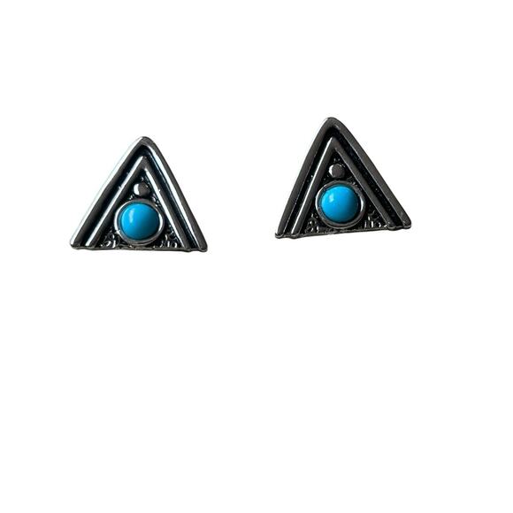 Montana Silversmiths Triangle Southwestern Style Stud Earring With Turquoise - Picture 1 of 5